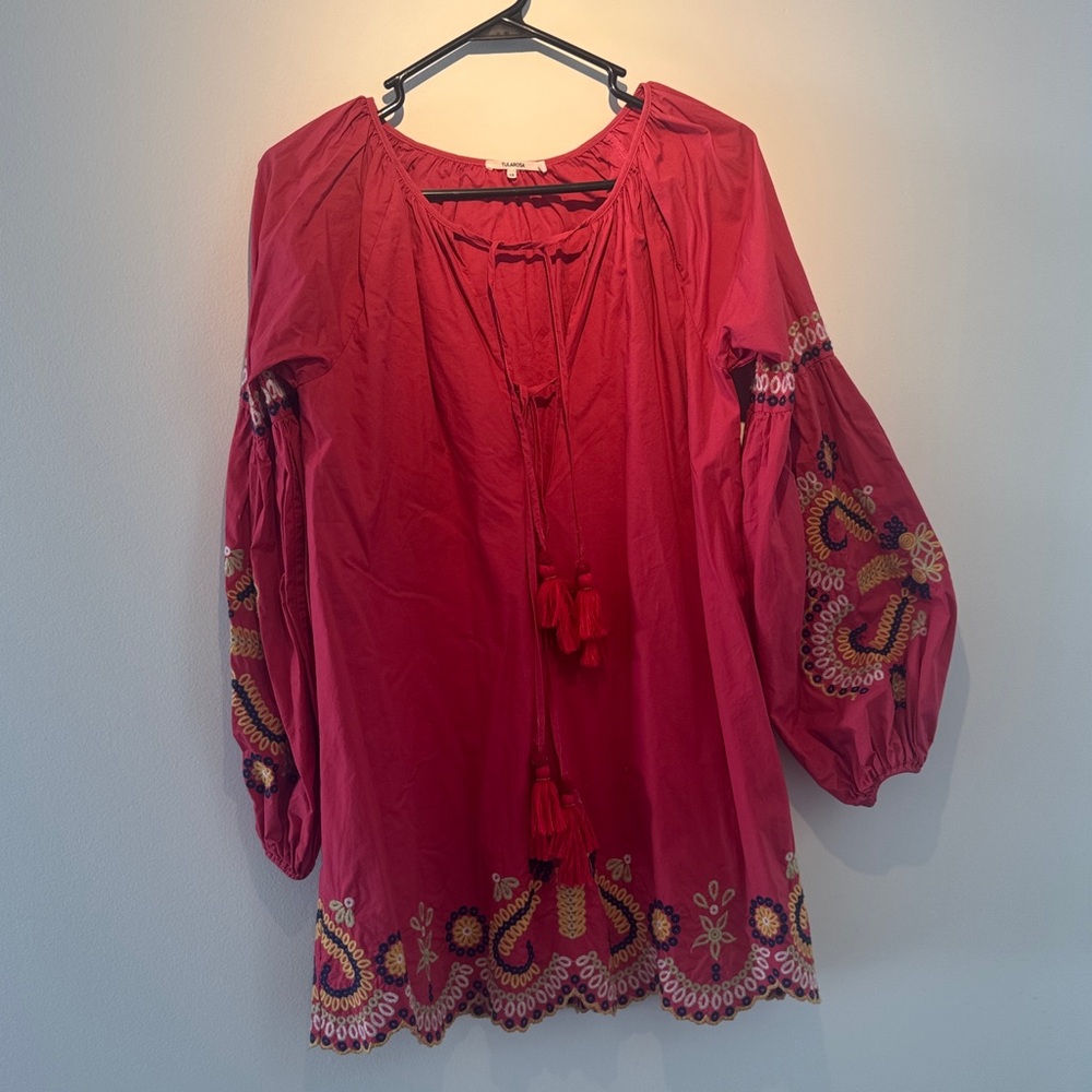 Tularosa Red Embroidered Mini Dress